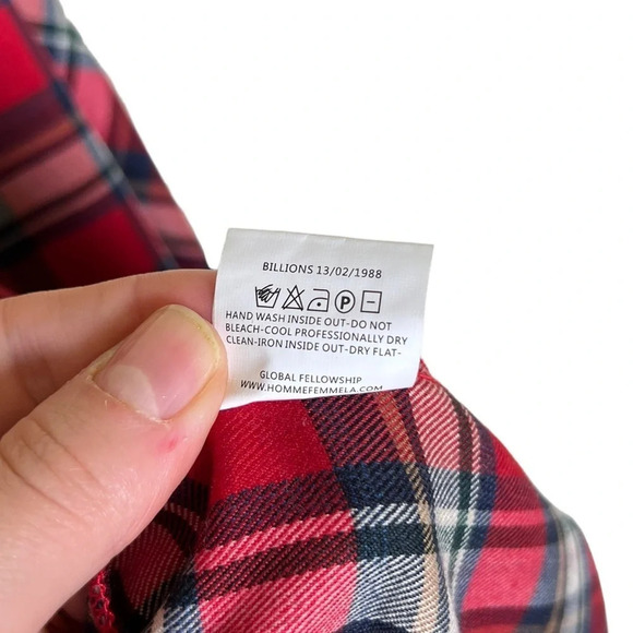 Homme + Femme • Red Plaid Zip Down Short Sleeve - Picture 5 of 7